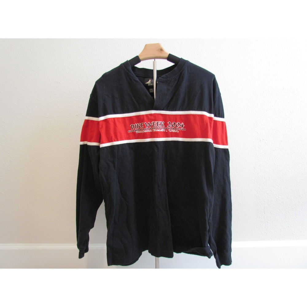 Biker Design Bike Week 2004 Shirt Large Black Red Daytona Beach Long Sleeve Y2K